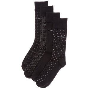 Calvin Klein 4Pk Flatknit Dress Crew Socks, Black